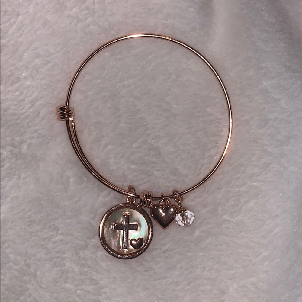 Rose Gold “Faith” Adjustable Bangle Bracelet